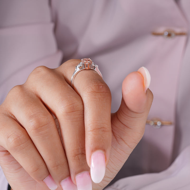 1.20 CT Pink Pear Trilogy Engagement Ring