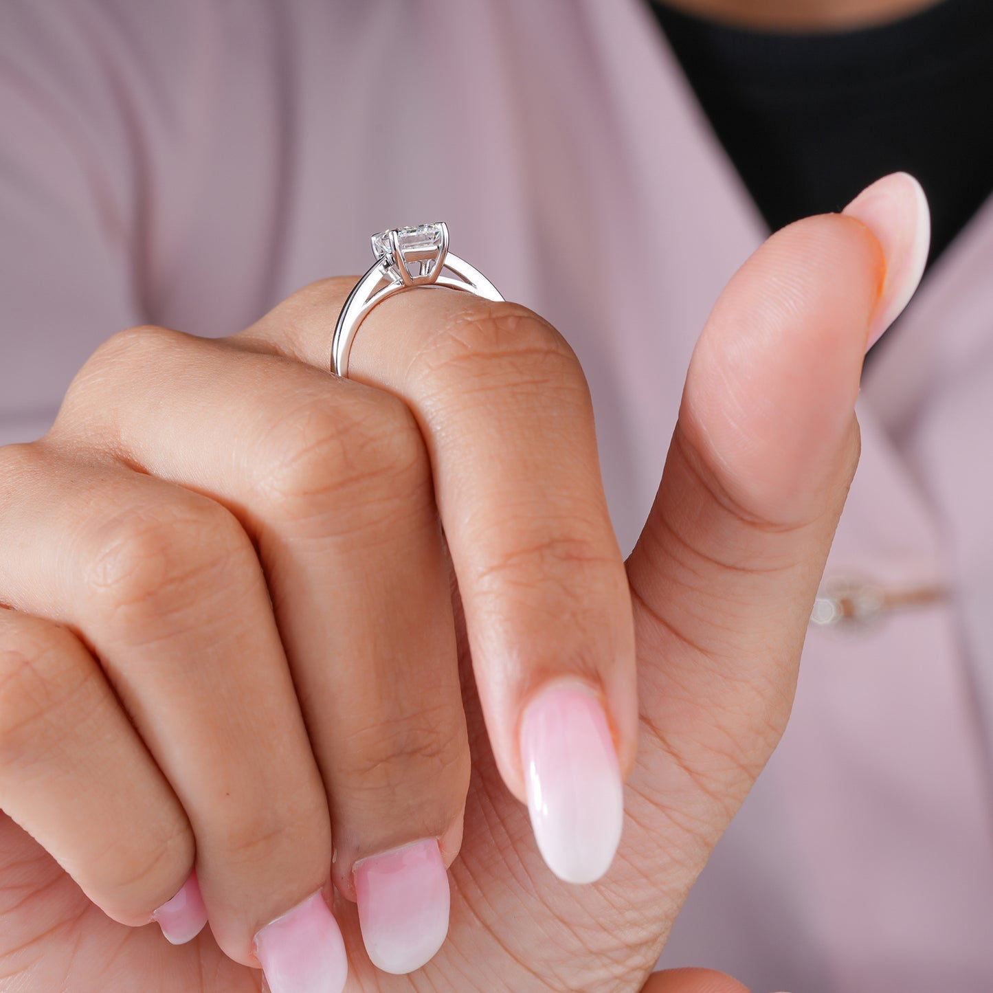 1.50 Emerald Cut Lab Grown , Solitaire Engagement Ring