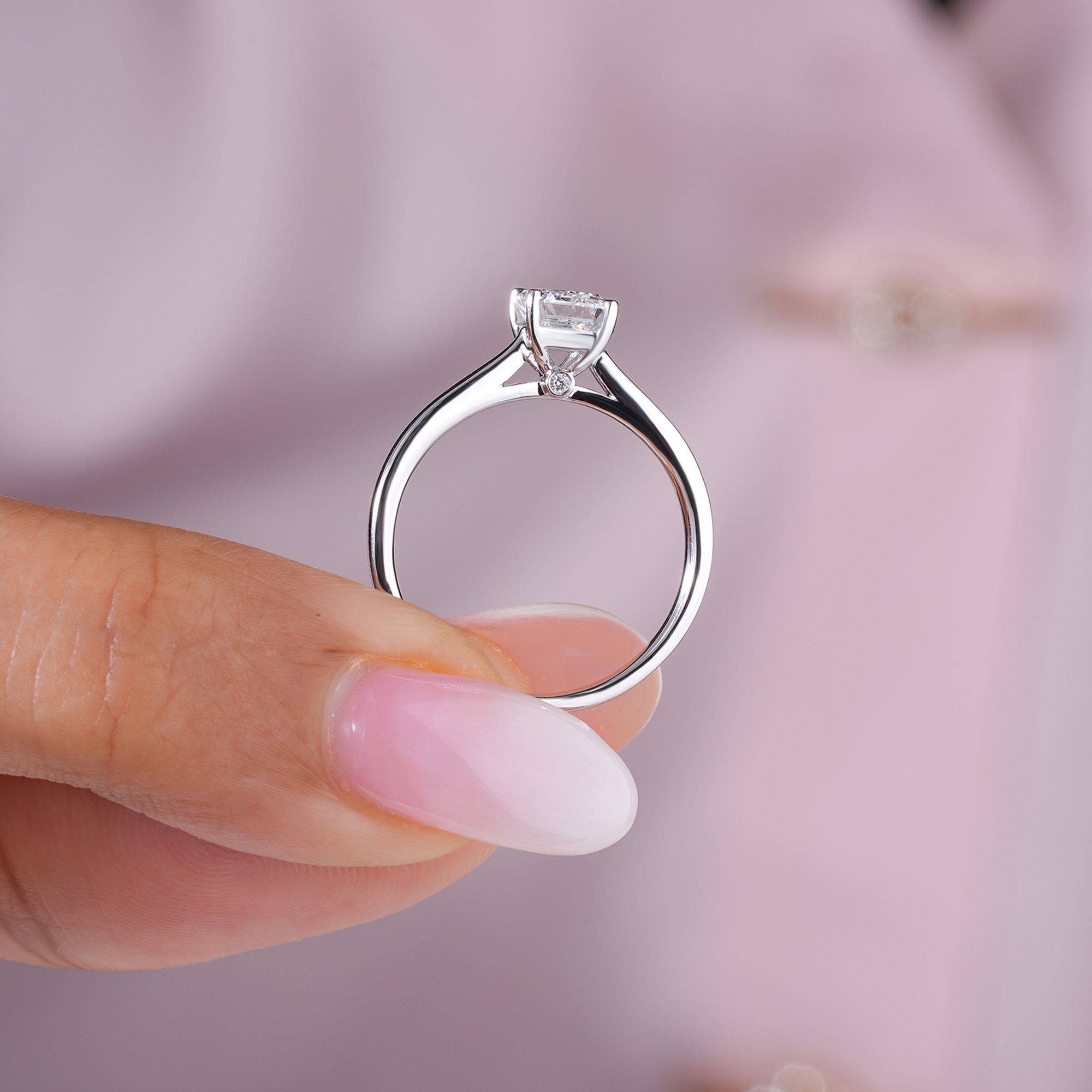 1.0 Carat Solitaire Ring Emerald Cut Diamond Engagement Ring