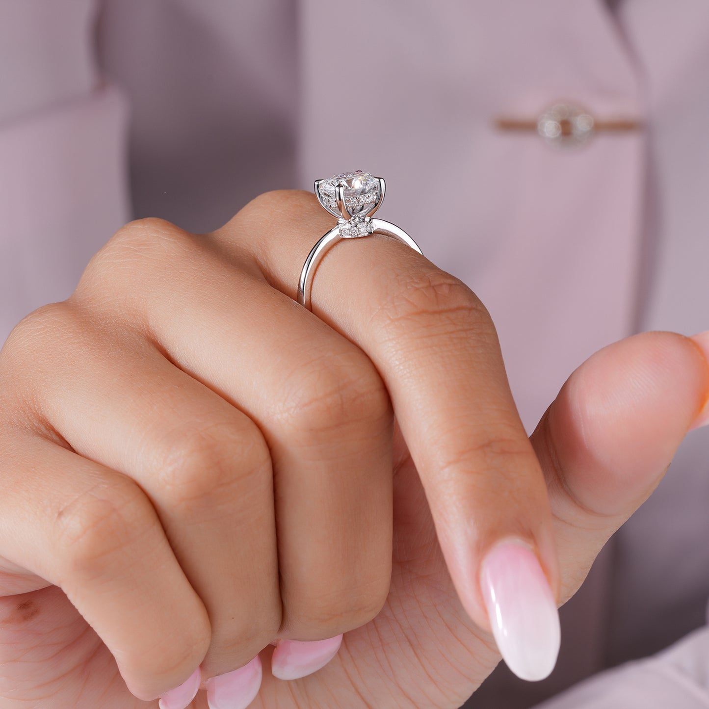 2.00 Ct Lab Grown Diamond Round Cut ,Hidden Halo Engagement ring