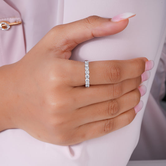1.0 TCW Round Cut Lab Grown Diamond Half Eternity Wedding Band