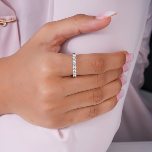 1.7 TCW Round Cut Lab Grown Diamond Half Eternity Sparkling Wedding Band