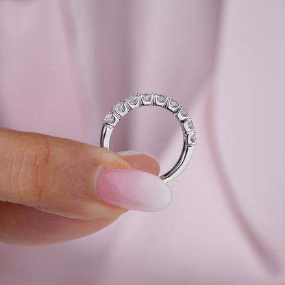 1.30 TCW Round Cut Lab Grown Diamond Half Eternity Wedding Band