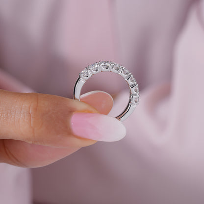 1.30 TCW Round Cut Lab Grown Diamond Half Eternity Wedding Band