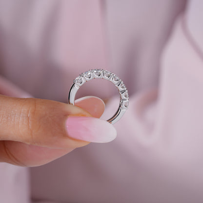 1.7 TCW Round Cut Lab Grown Diamond Half Eternity Sparkling Wedding Band