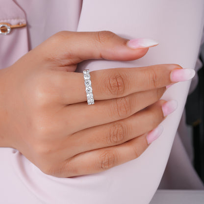 1.7 TCW Round Cut Lab Grown Diamond Half Eternity Sparkling Wedding Band