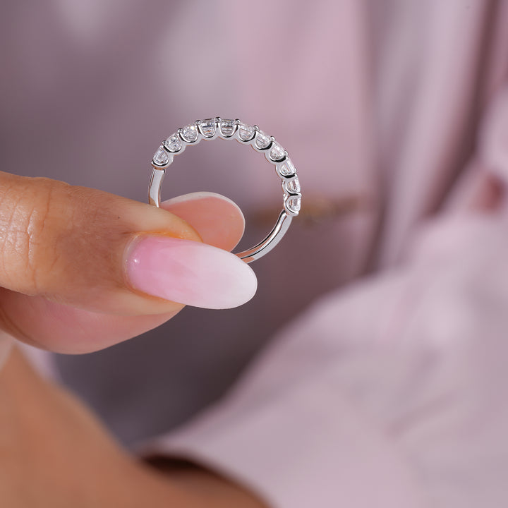 1.65 TCW Emerald Cut Lab Grown Diamond,Half Eternity Elegant Step Cut Wedding Band