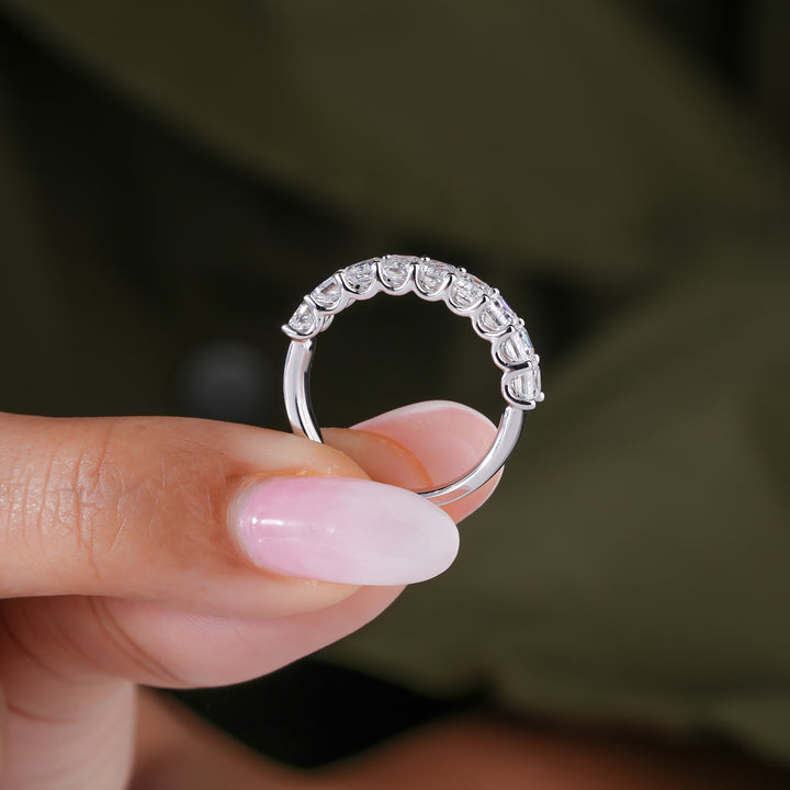 2.9 TCW Emerald Cut Lab Grown Diamond Half Eternity  Wedding Ring