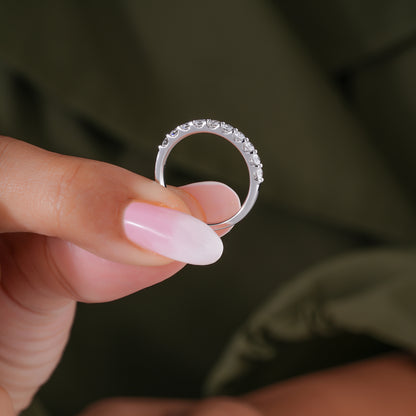 0.65 TCW Round Cut Lab Grown Diamond Half Eternity Minimalist Wedding Ring