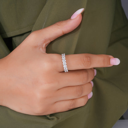 1.15 TCW Oval Cut Lab Grown Diamond Half Eternity Elegant Women Wedding Band