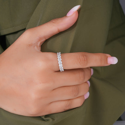 0.70 TCW Oval Cut Lab Grown Diamond Delicate Wedding Band