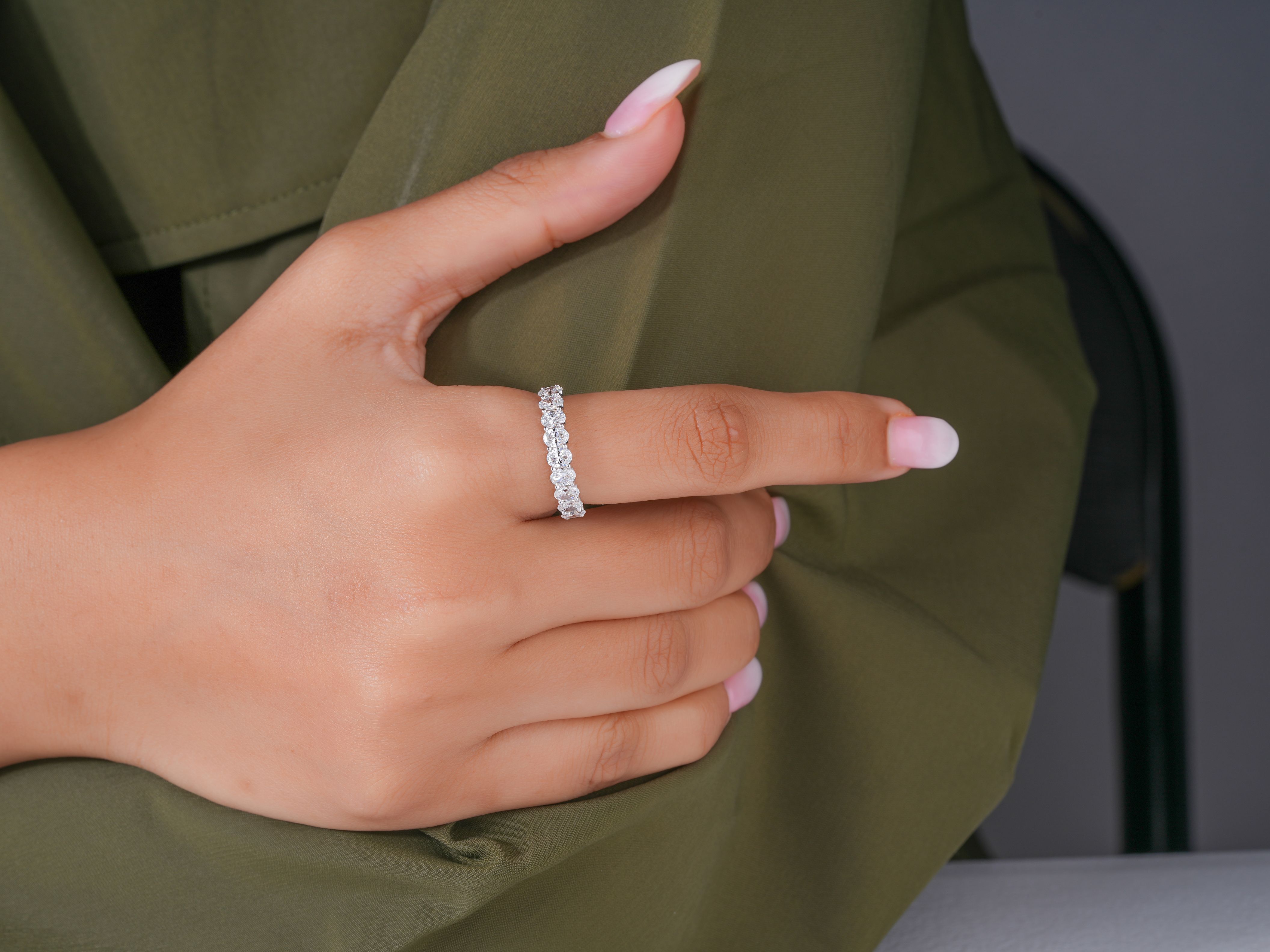 1.25 TCW Oval Cut Lab Grown Diamond Sparkle Wedding Band