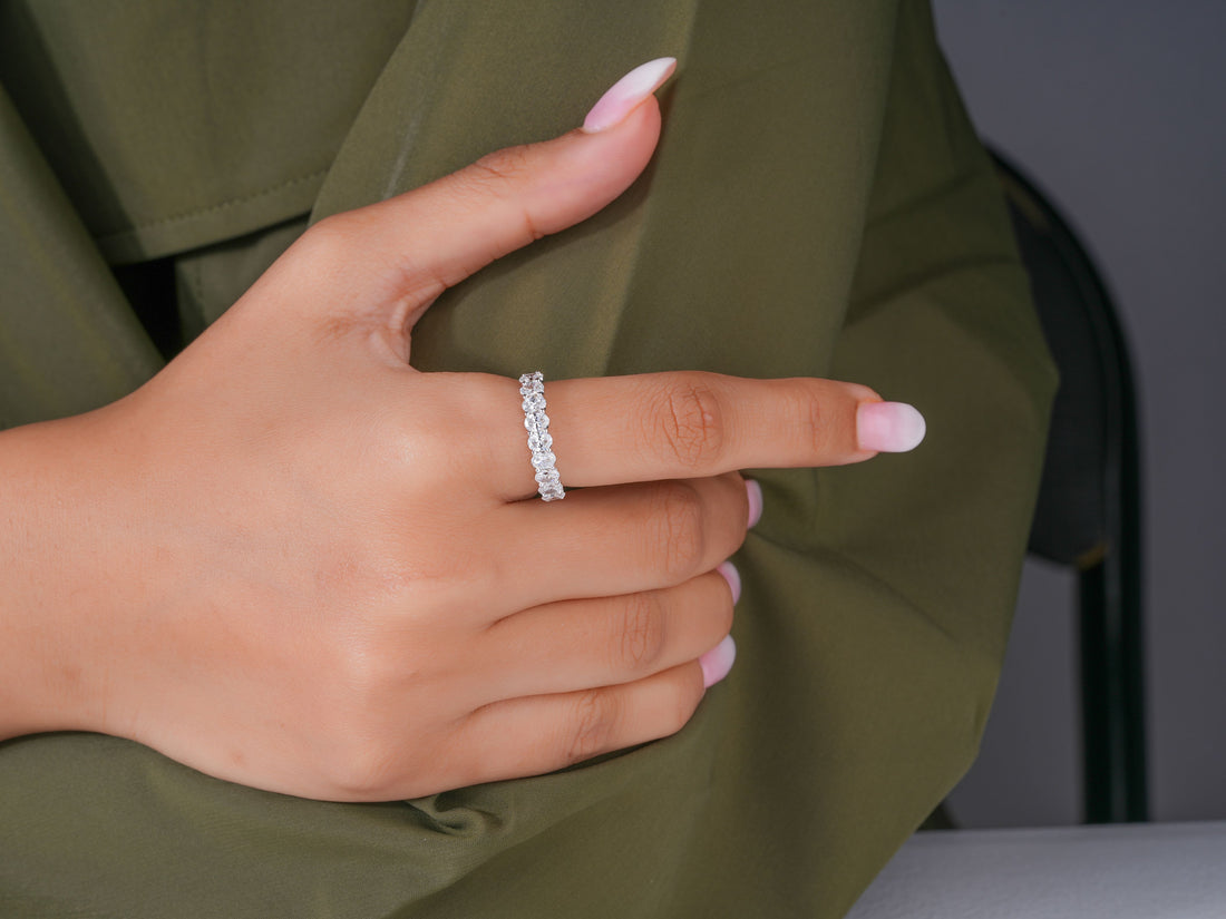 1.25 TCW Oval Cut Lab Grown Diamond Sparkle Wedding Band