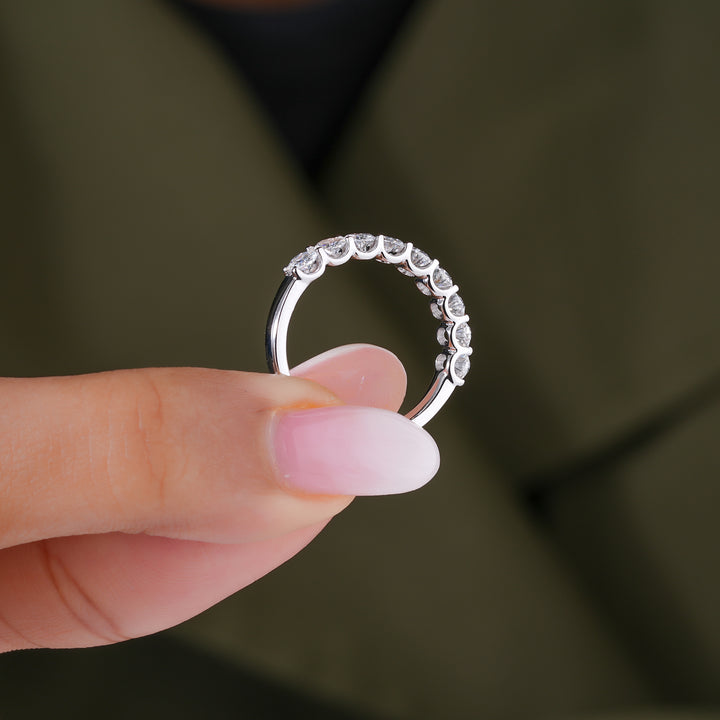 1.15 TCW Oval Cut Lab Grown Diamond Half Eternity Elegant Women Wedding Band