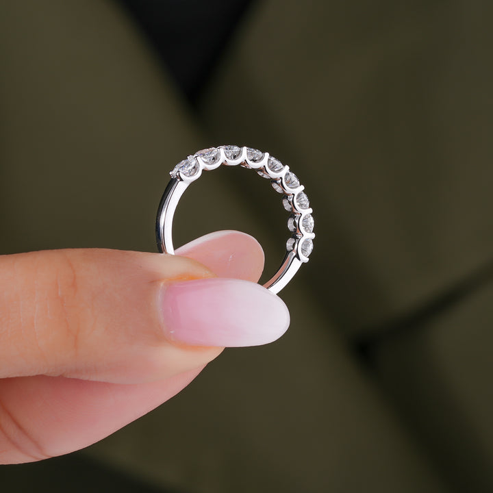 0.70 TCW Oval Cut Lab Grown Diamond Delicate Wedding Band