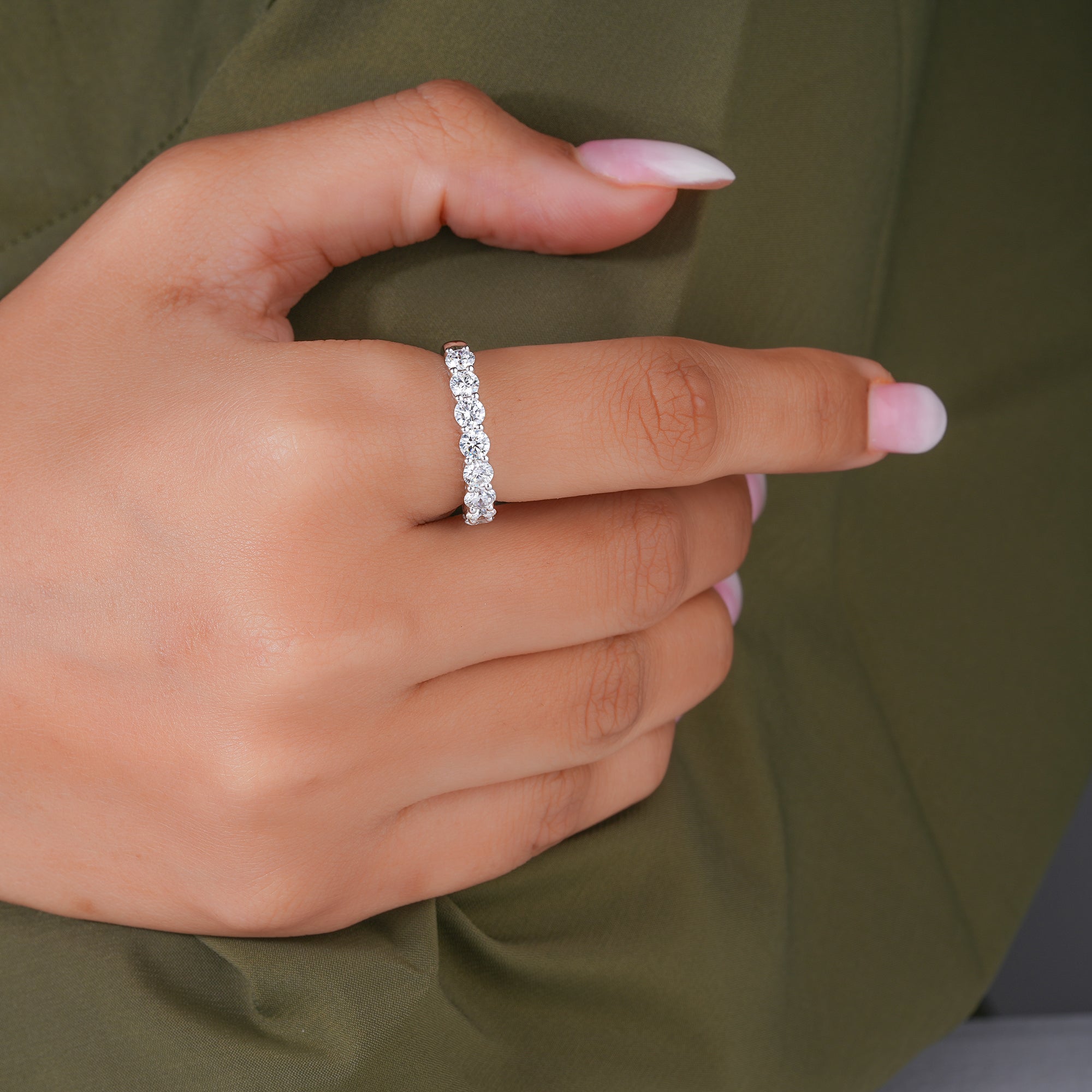 1.50 TCW Round Cut Lab Grown Diamond  Wedding Anniversary Band