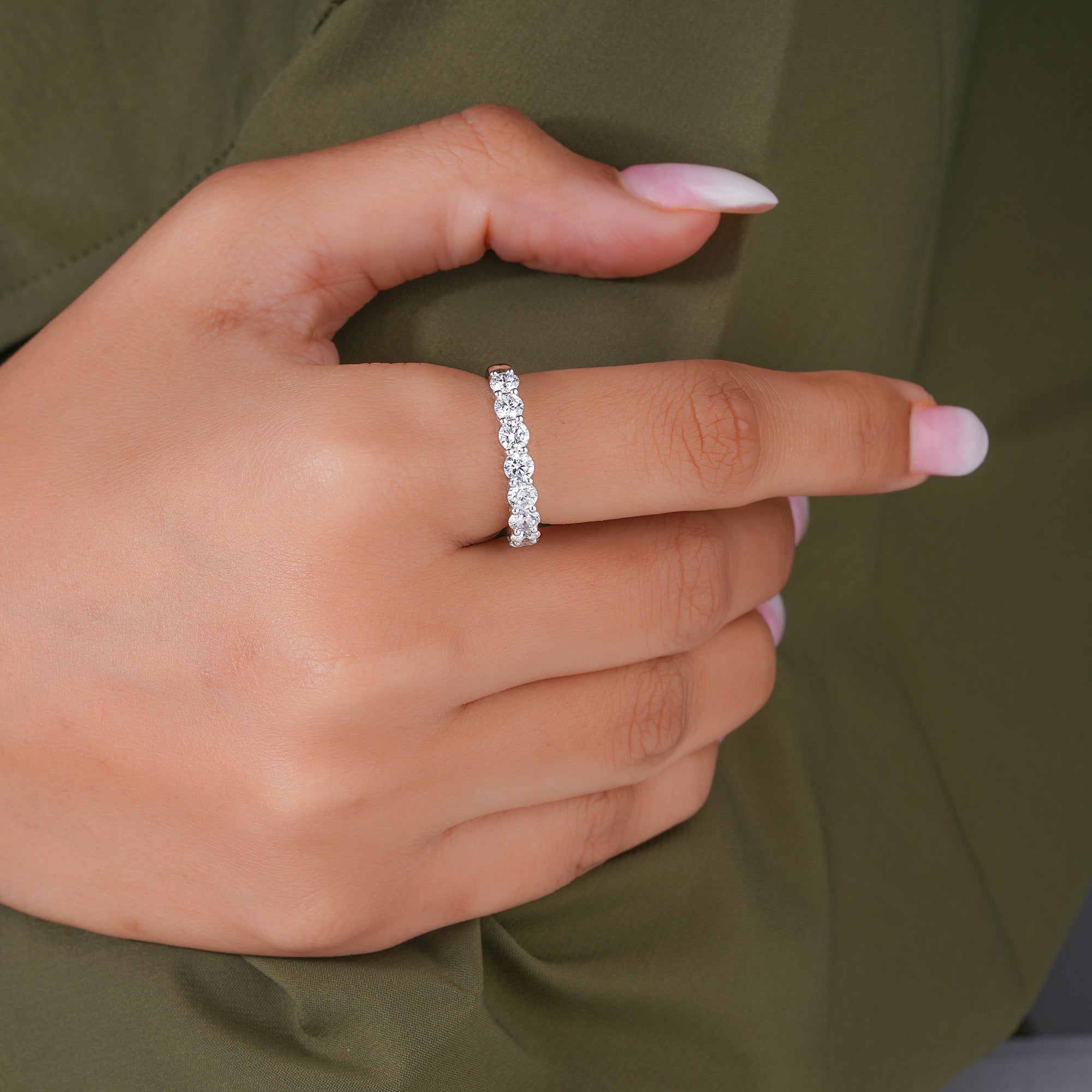 2.20 TCW Round Cut Lab Grown Diamond Eternity Wedding Band