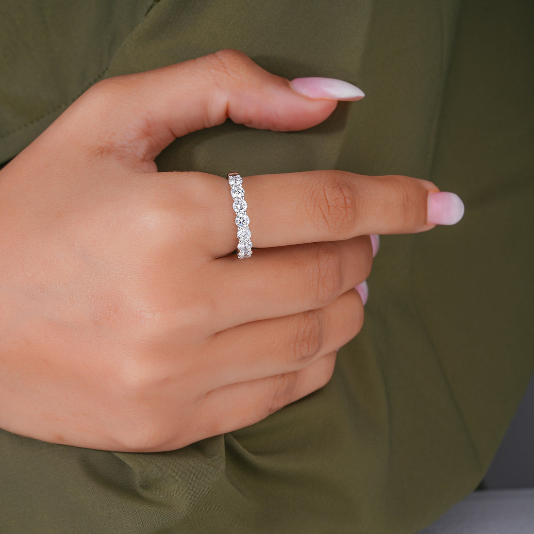 1.90 Ct Round Brilliant Lab Diamond Semi-Eternity Wedding Band