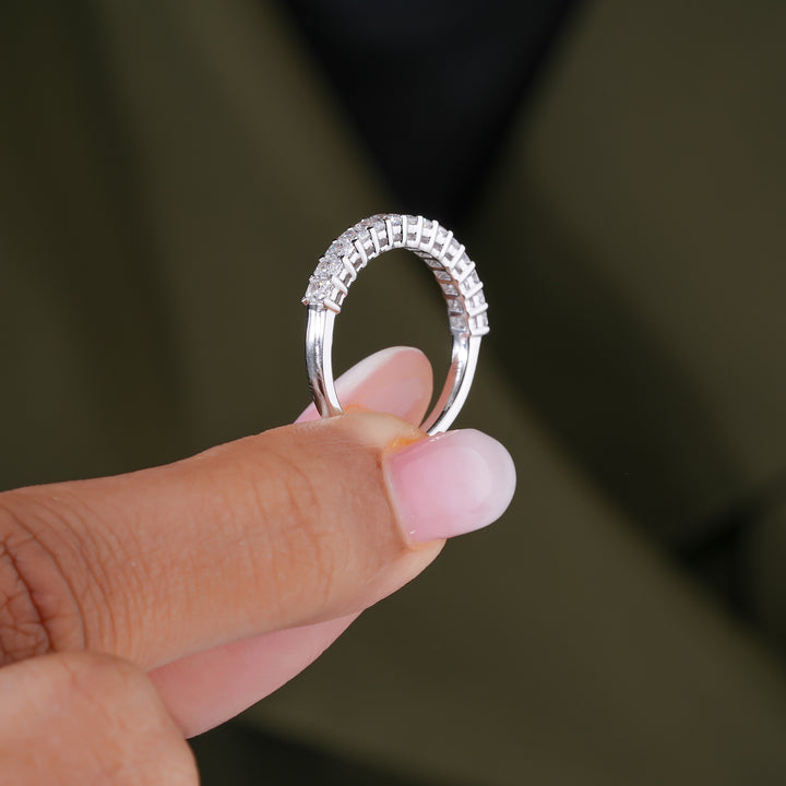 0.80 TCW Radiant Cut Lab Diamond Half Eternity Wedding Band