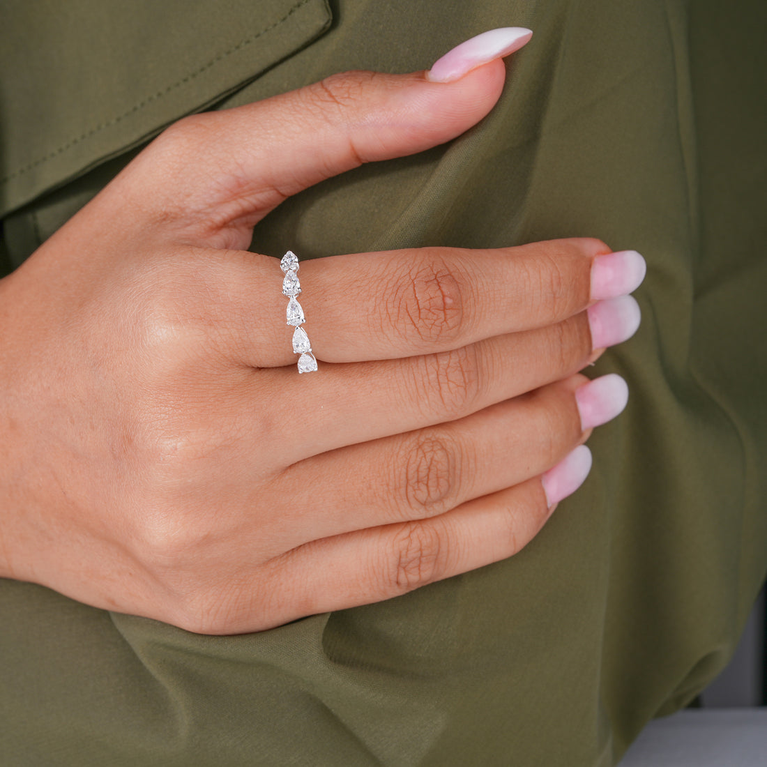 0.90 TCW East to West Pear Diamond Eternity Wedding Band