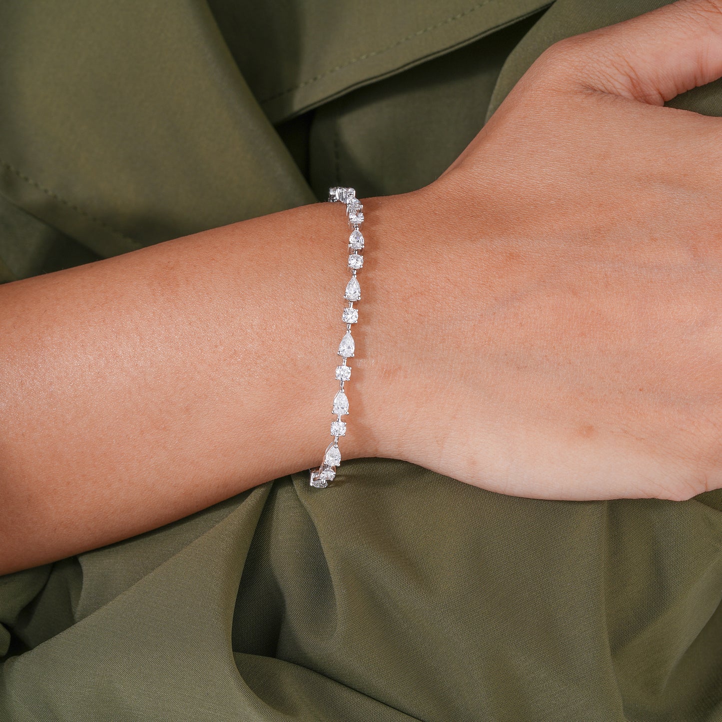 Pear & Round Lab Grown Diamond Tennis Bracelet