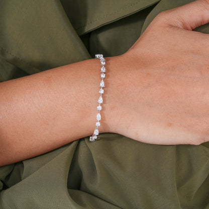 Pear & Round Lab Grown Diamond Tennis Bracelet