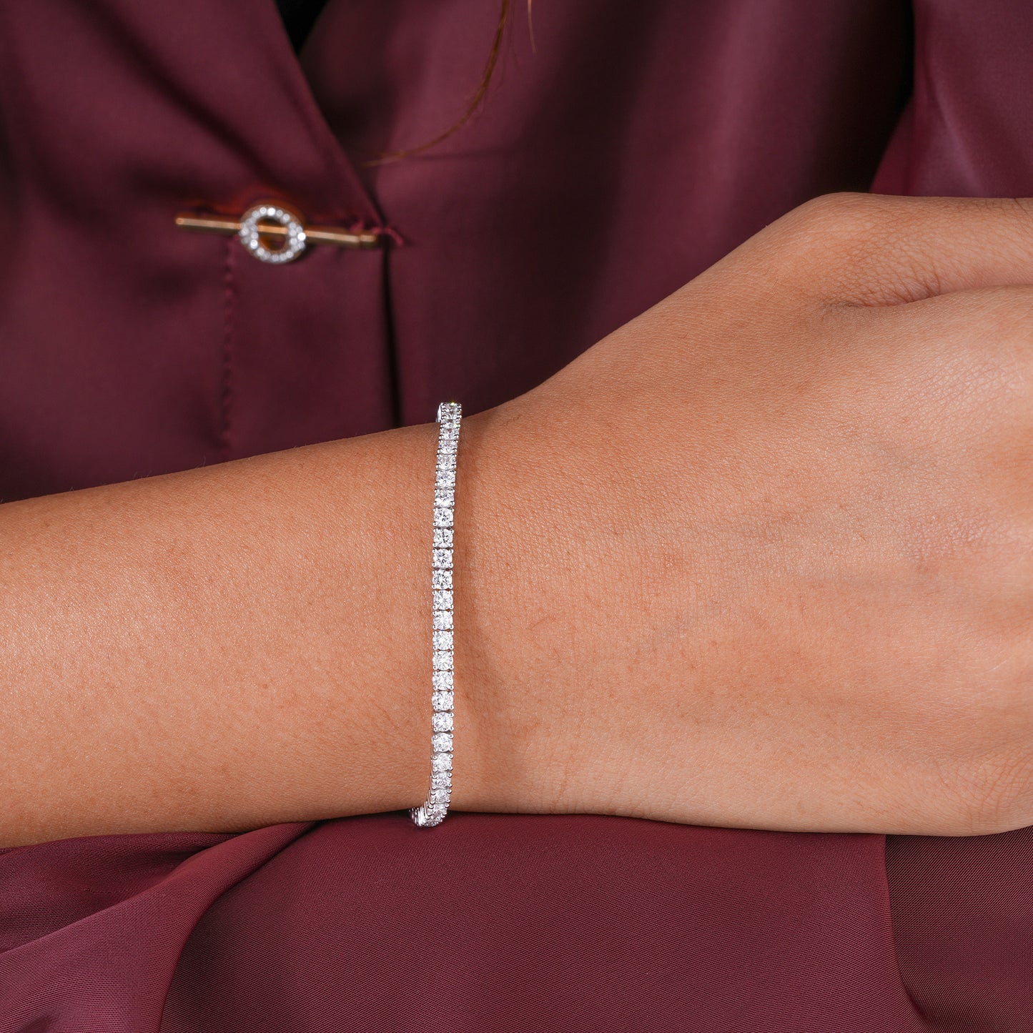 Round Lab Grown Diamond Tennis Bracelet