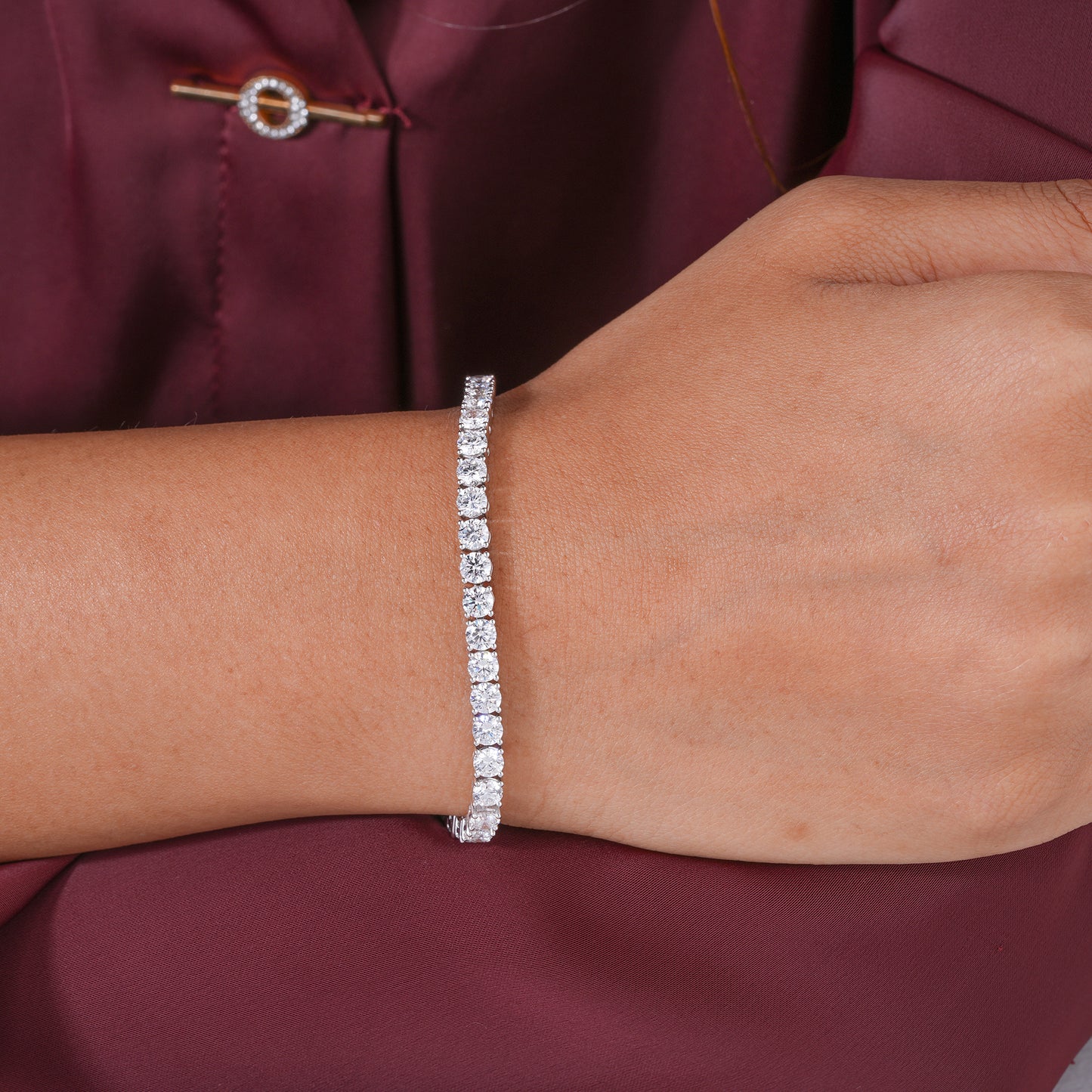 Round Lab Grown Diamond Tennis Bracelet