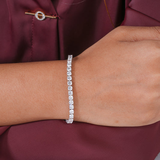 Round Lab Grown Diamond Tennis Bracelet