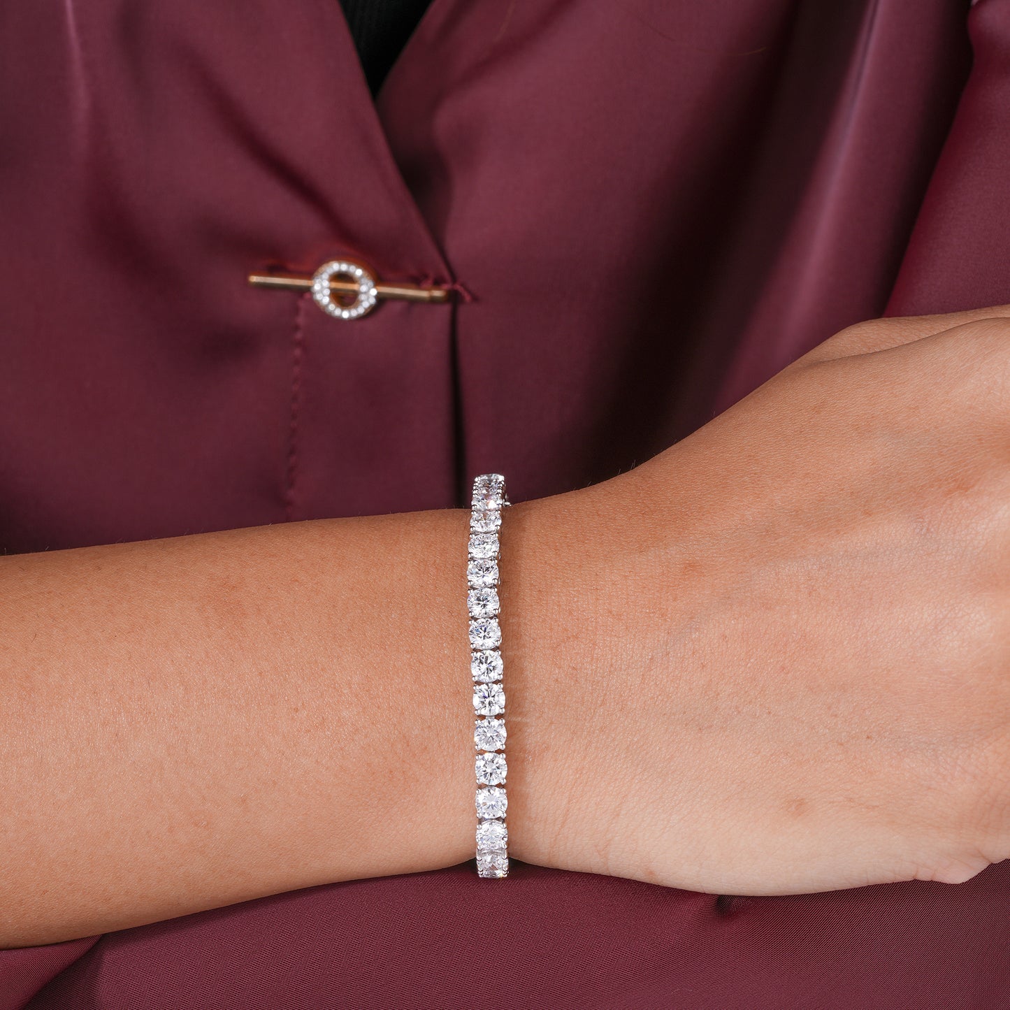 Round Lab Grown Diamond Tennis Bracelet
