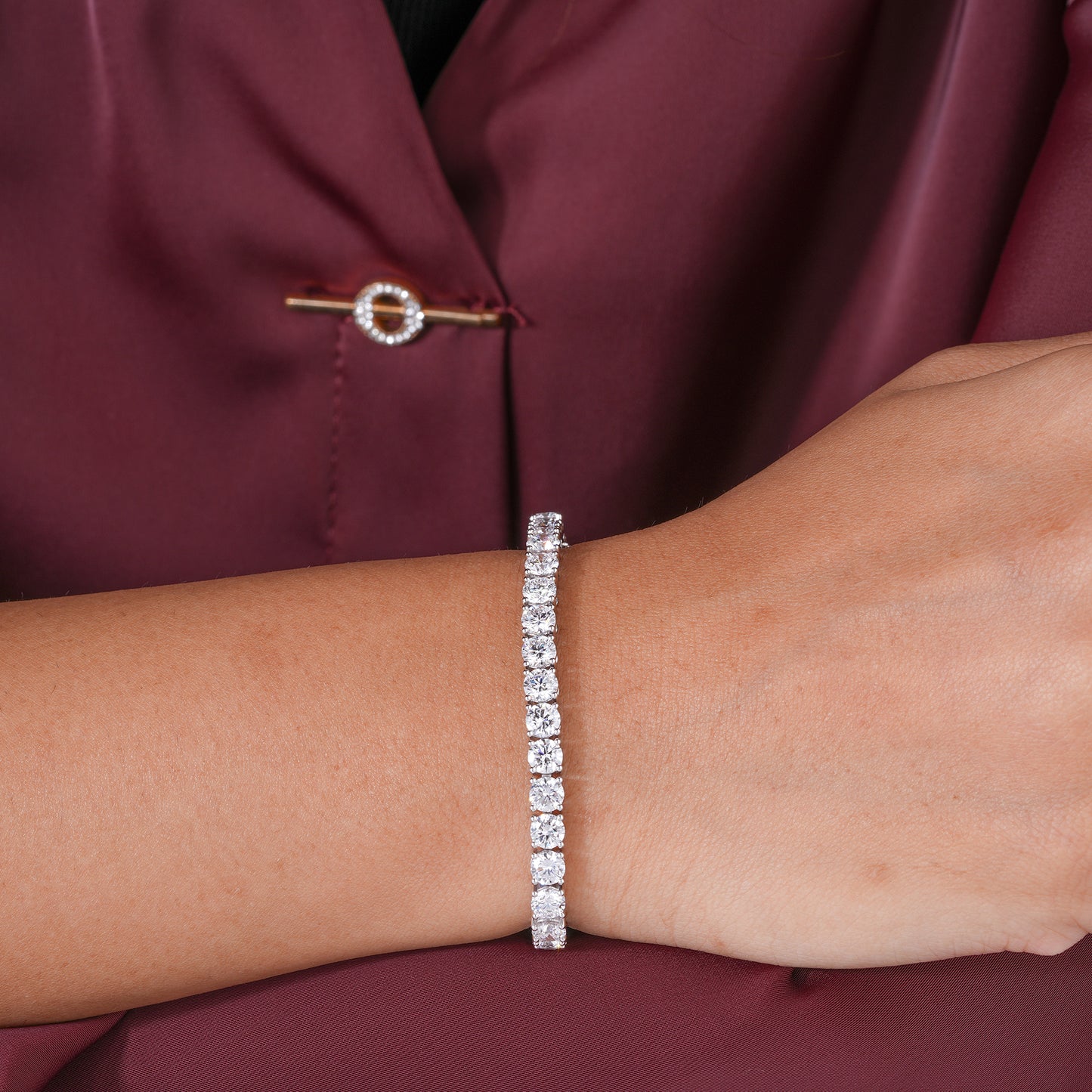 Round Lab Grown Diamond Tennis Bracelet