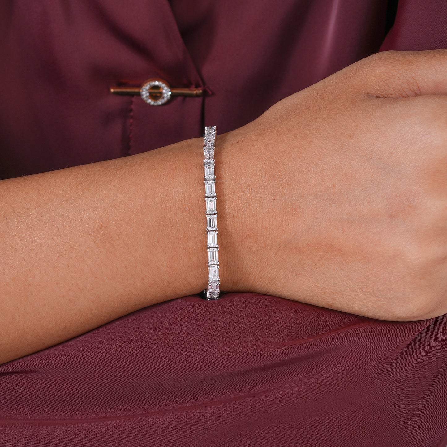 Emerald Cut Lab Grown Diamond Tennis Bracelet