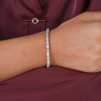 Emerald Cut Lab Grown Diamond Tennis Bracelet