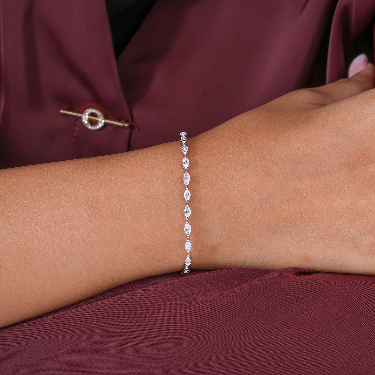 Marquise Lab Grown Diamond Horizontal Tennis Bracelet