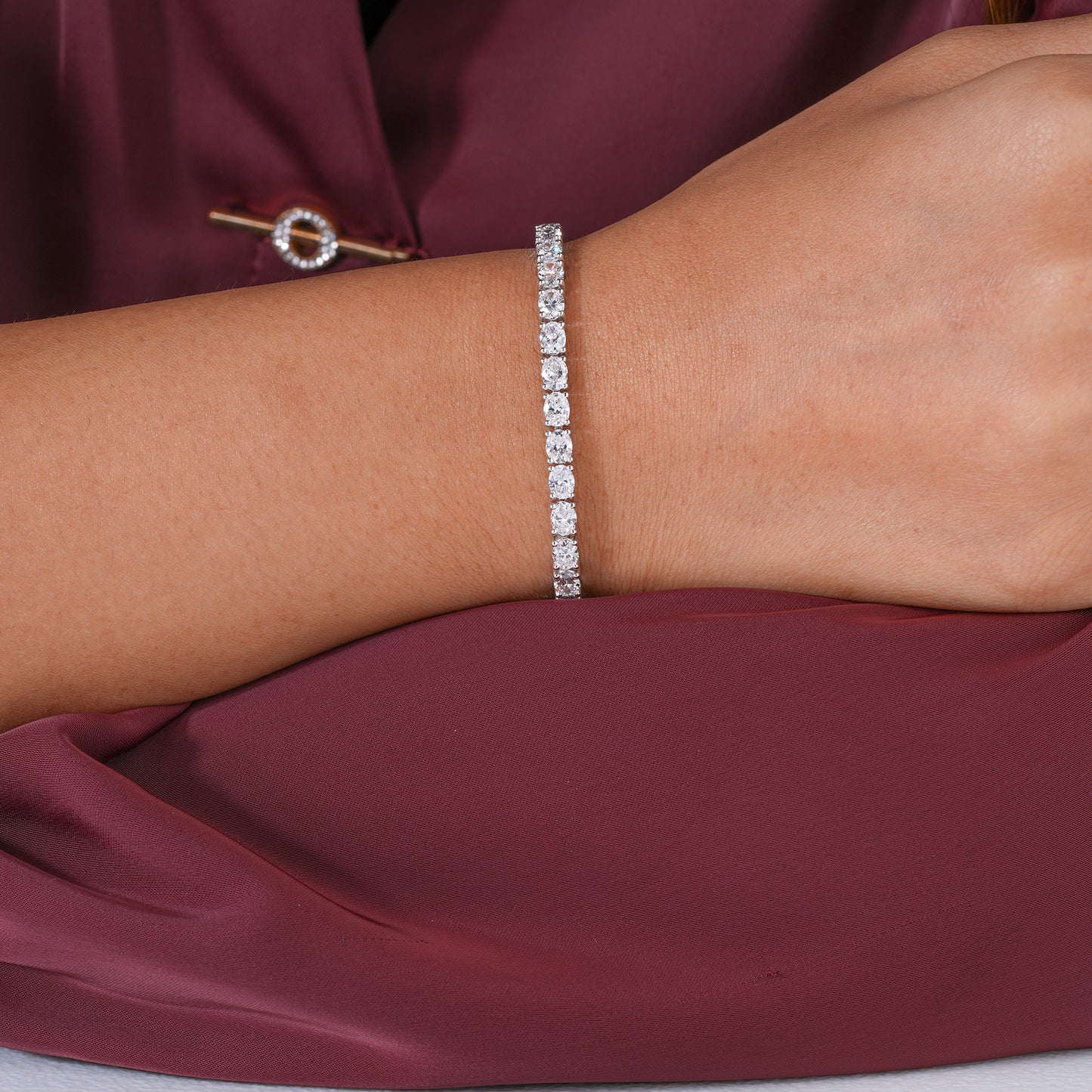 Oval Shape Lab Grown Diamond Tennis Bracelet