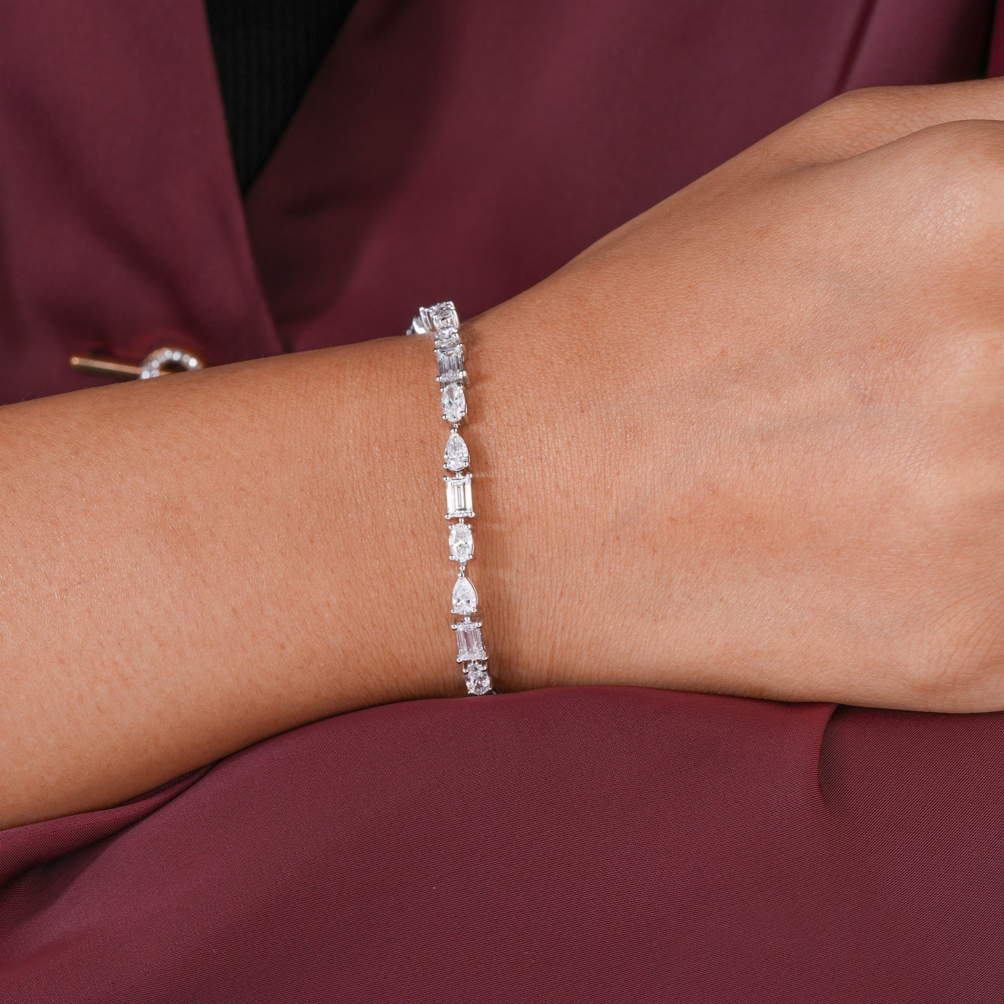 Oval-Pear-Baguette Lab Grown Diamond Mixed Shape Tennis Bracelet
