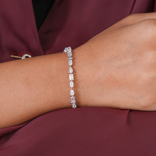 Oval-Pear-Baguette Lab Grown Diamond Mixed Shape Tennis Bracelet