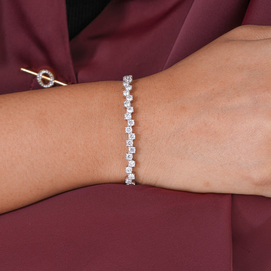 Round Lab Grown Diamond Wide Look Tennis Bracelet