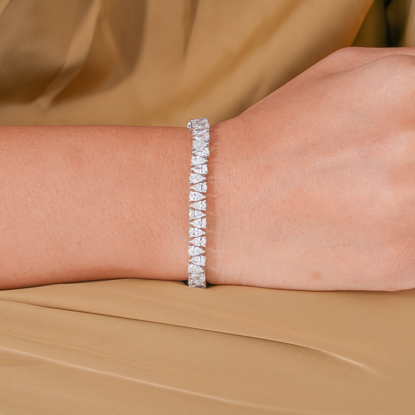 Pear Cut Lab Grown Diamond Tennis Bracelet