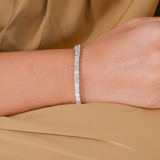 Asscher Step Cut Lab Grown Diamond Tennis Bracelet