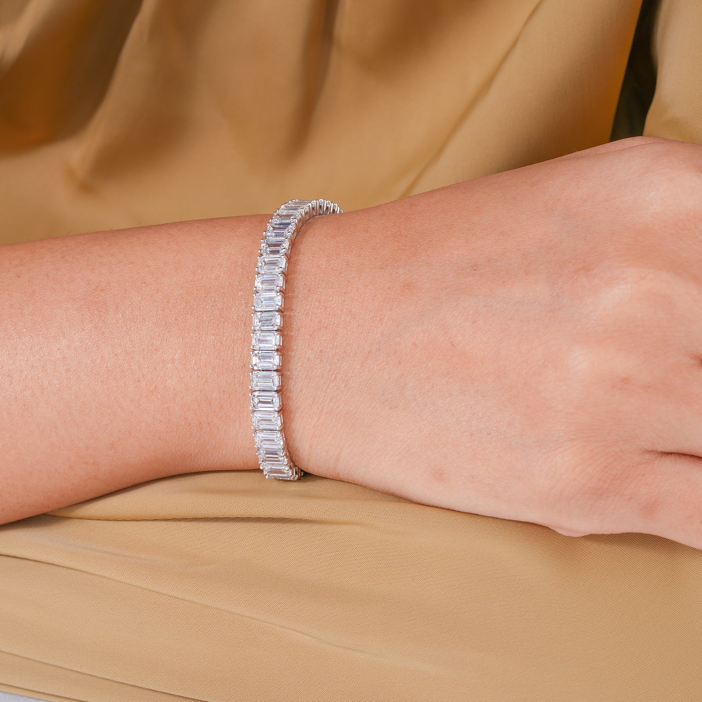 Emerald Cut Lab Grown Diamond Tennis Bracelet