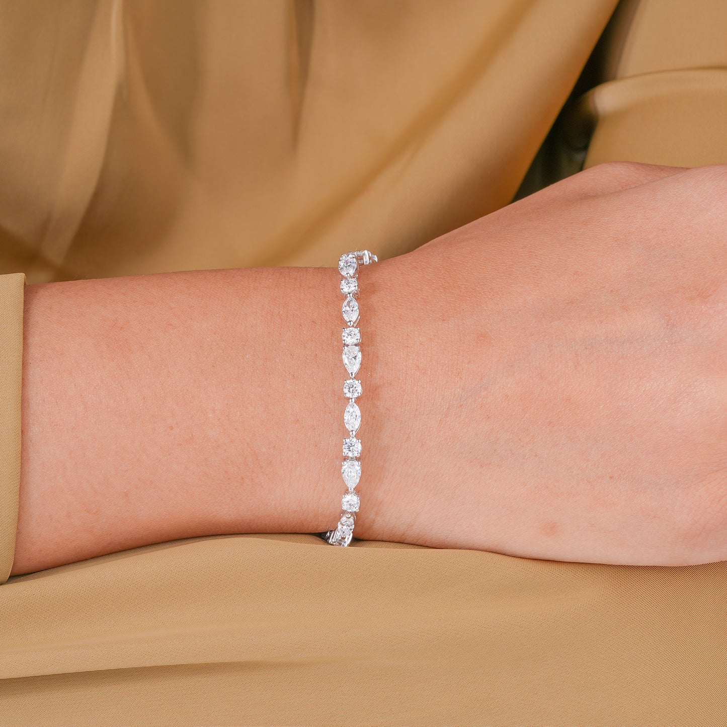 Pear-Marquise-Round Multi Cut Lab Grown Diamond Tennis Bracelet