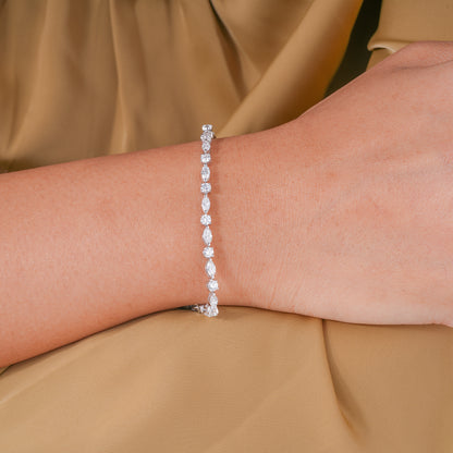 Marquise-Round Multi Cut Lab Grown Diamond Tennis Bracelet