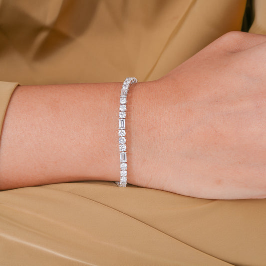 Emerald-Round Lab Grown Diamond Tennis Bracelet