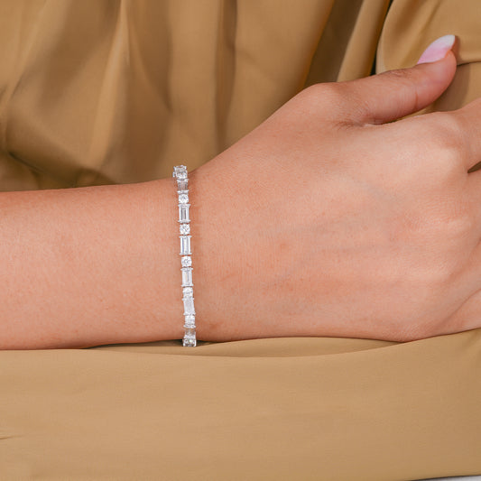 Emerald-Round Lab Grown Diamond Tennis Bracelet