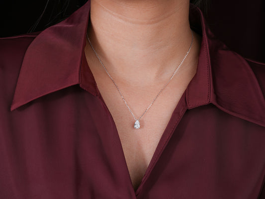 1.10 Carat Pear Shaped Lab Diamond Style Necklace