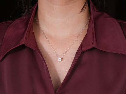 1.2 CT Round Cut Solitaire Pendant, Handcrafted 6.5 MM Round Necklace