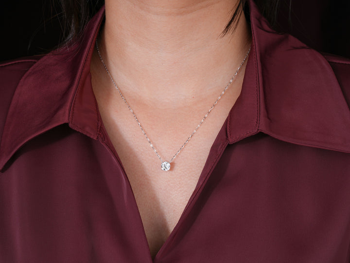 1.0 CT Round Brilliant Cut Lab Grown Solitaire Necklace