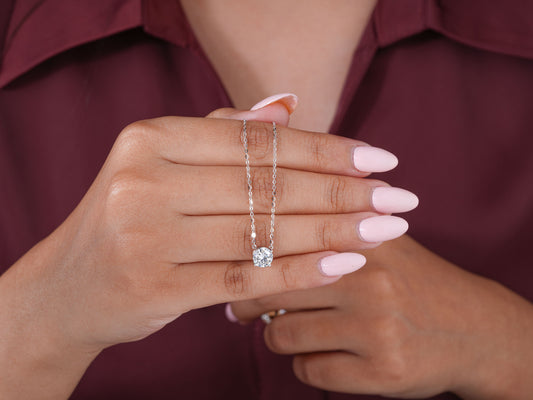 1.2 CT Round Cut Solitaire Pendant, Handcrafted 6.5 MM Round Necklace