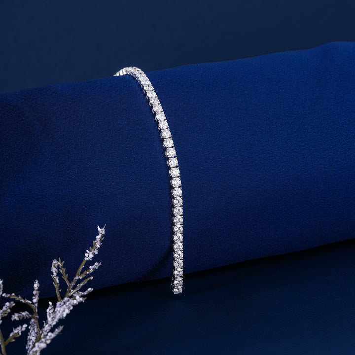 IGI Certified 4.34 CT Round Diamond Tennis Bracelet 14k White Gold Classic 4 Prong Luxury